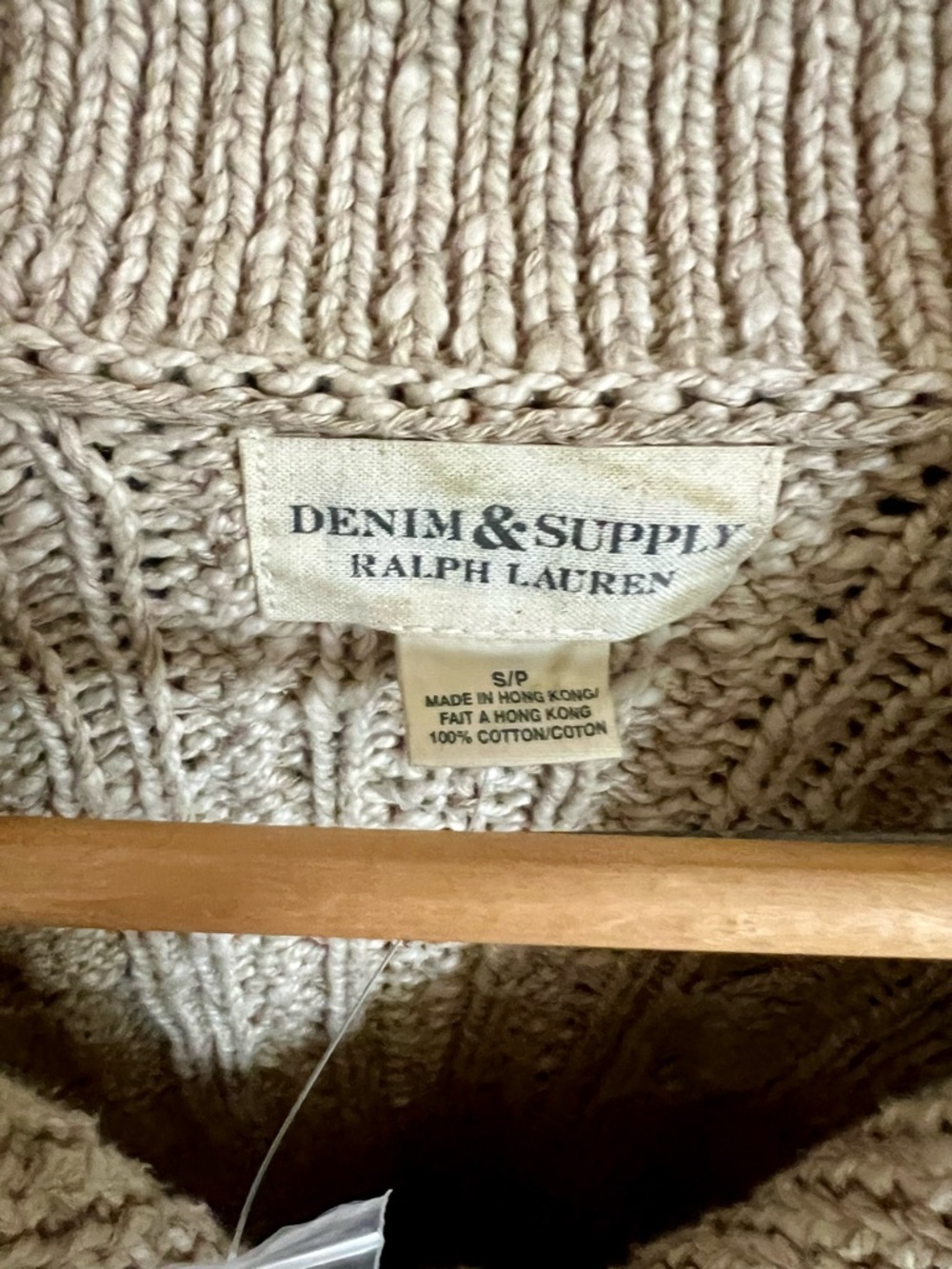 New! Denim & Supply Ralph Lauren Cream Cable-Knit Cardigan - Picture 2 of 4